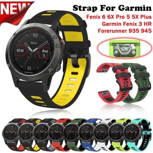26MM 22MM Soft Silicone Quick Release Watchband Strap for Garmin Fenix 6 6X Pro 5 5X Plus 3 3 HR Forerunner 945 935 Accessories