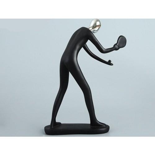 [Crafts] Modern Abstract Sculpture Table tennis Ping-pong player figure model Statue Art Carving Resin Figurine Home Decorations