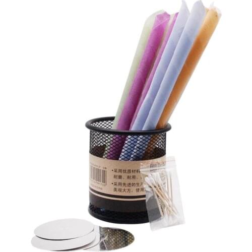 Horn-shaped Color Ear Candles Multi-scent Aromatherapy Beeswax Ear Candle Dticks with Cotton Swab Tray Ear Candles