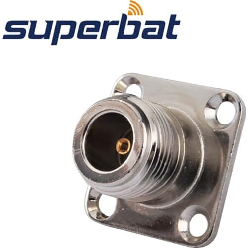 Superbat 10pcs N Solder Jack Female with 4 hole Panel Mount(17.5*17.5mm) for Cable Semi rigid .141 RF Coaxial Connector