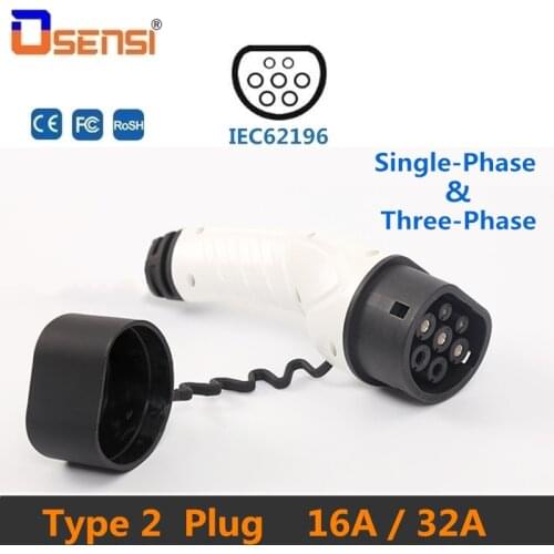 OSENSI 16A 32A EV Plug Charging Station IEC62196 Standard Type 2 Mennekes Connector Electric Car Charger EVSE Single/Three Phase