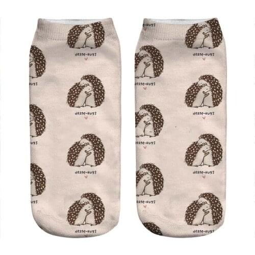 2021 Womens socks kawaii Little Hedge hugs Printed Socks Woman harajuku Happy Funny Novelty cute girl gift Socks for women