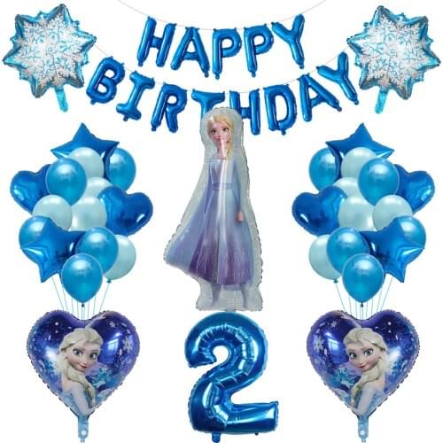 1set Frozen Princess Foil Balloon 30inch Number Latex Balloons baby 1 2 3 4 5st Birthday Elsa Party Decoration Kids Toy Globos