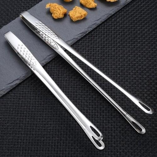 Kapmore 1pc Stainless Steel Food Tongs Long Handle Non-Slip Barbecue Tongs Steak Tongs Kitchen Cooking Tools Accessories