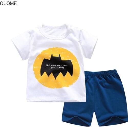 Cool Fashion Summer Children Clothing Sets 2pcs Cute Bat Man Kids T-shirts and Pants Handsome Baby Boys Suits Clothes