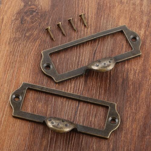 2pcs Tag label handle 87*45mm Decorative Furniture Cabinet Drawer Box Case File Name Card Holder