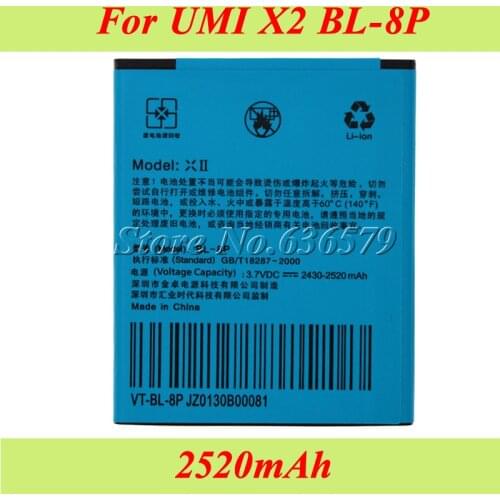 2430mAh To 2520mAh BL-8P BL8P BL 8P Battery for UMI X2 XII X II Battery Batterie Bateria Accumulator AKKU