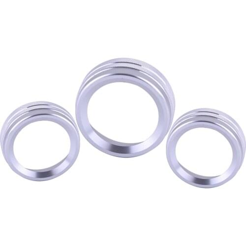 3Pcs Silver Car AC Radio Switch Knob Ring Cover Trim Aluminum Alloy Fit For Dodge Challenger 2015 2016 2017 2018 2019