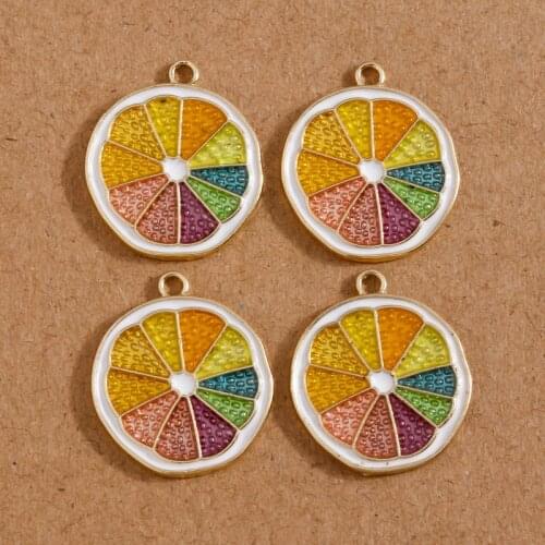 4pcs 17*20mm Enamel Fruit Lemon Charms for Jewelry Making Fashion Pendant Necklace Drop Earrings DIY Handmade Crafts Accessories