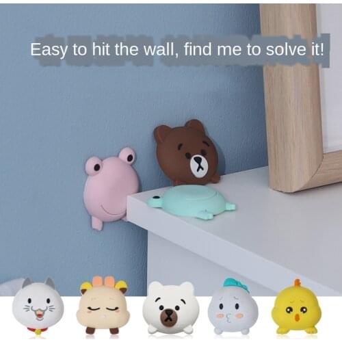 4PCS New Cute Cartoon Door Stopper Silicone Self Adhesive Wall Protectors Door Handle Buffer Guard Stoppers Bedside Crash Pad