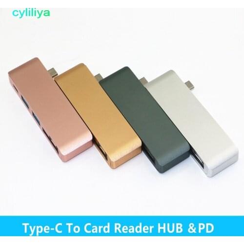 5 in 1 Combo Type C Hub USB C USB 3.0 Slot-in Hub Micro SD/SD Card Reader Hub with Charging Port for Macbook 2pcs