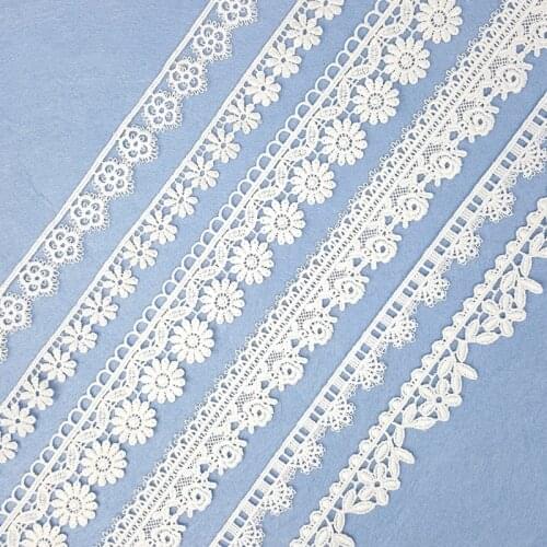 5 Yards White Lace Ribbon Woven Band French African Lace Wedding Dress Fabric DIY Clothing Wrapping