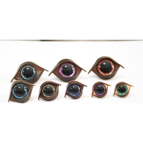 60PCS--13/14/15/16/18/20/22/24MM round safety clear toy eyes + glitter Nonwovens + hard washer + brown eyelid --size option