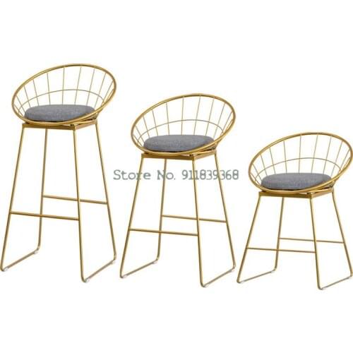 Bar chair light luxury nordic iron art modern simple fashion backrest net red dining chair high foot clothing store stool photo