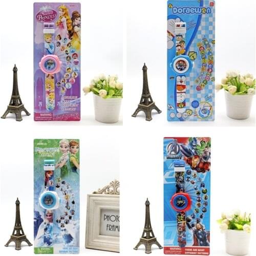 Disney Children Electronic Toys Watch LED Digital 20 Images Frozen Anna Mickey Cars Avengers Projection Watch Kids Girl Boy Gift
