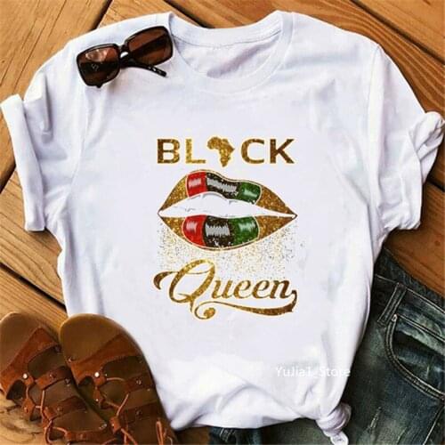 Black Harajuku Queen Female Short Sleeve Clothes Summer Beautiful African Melanin Black Girl Print Women T Shirts