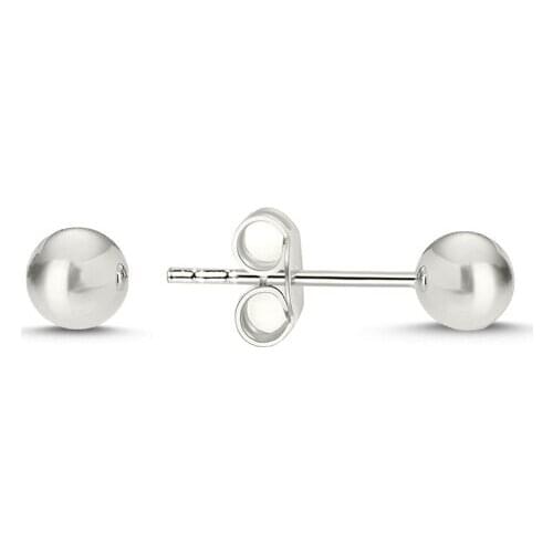 KUTAYDAN 4mm Simple Ball Earrings 925 Sterling Silver