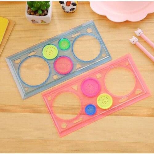 Painting Ruler Four-Color Transparent Million Flower Ruler Drawing Template Ruler Versatile Ruler For Children School Kids