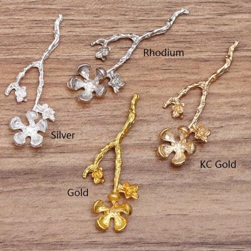 10pcs 58x22mm Branch Leaf Charms DIY Fashion Necklace Bracelet Headwear Findings Gold Metal Charms for Jewelry Making DIY