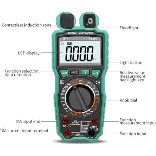 Multi-function multimeter digital high precision electric universal table intelligent anti-burning capacitor meter 100MF