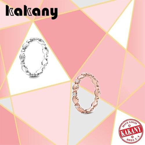 Fashion High Quality 100% S925 Sterling Silver Rose Gold Small Shell Ring Original Diy Jewelry Suitable For Women