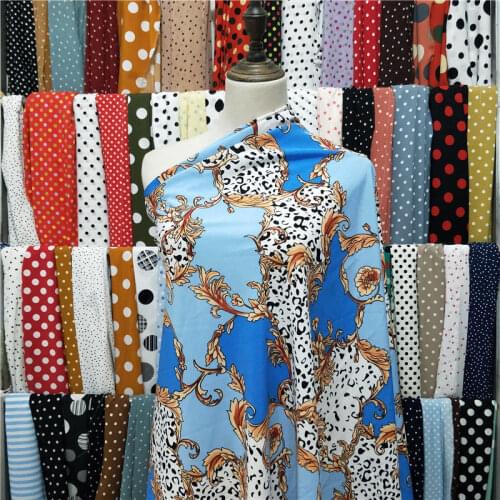 Fashion Classic Retro Chain Printing Chiffon Chemical Fiber Thick Fabric Wind Dress Bat Clothes Soft and Light Luxury Fabric