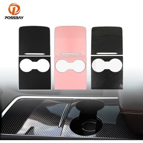 Car Center Console Cover Control Panel Stickers Carbon Fiber Glossy Black Interior Accessorie for Tesla Model Y 2021 Model 3