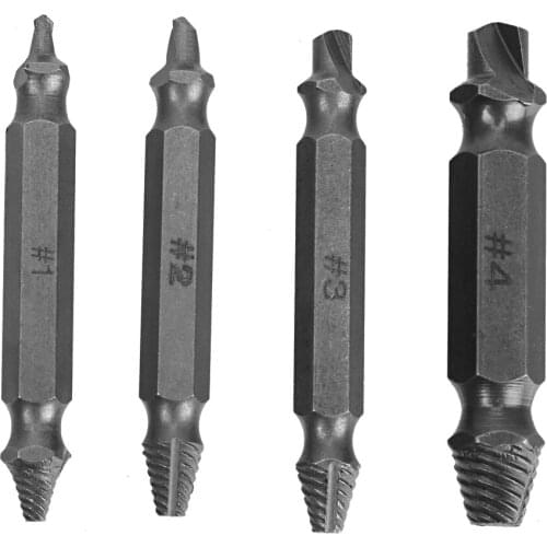 NICEYARD 4Pcs/set Damaged Screw Extractor Drill Bit Extractor Tool set Remove Bolt Stud For Metal Damaged Screw Double Side