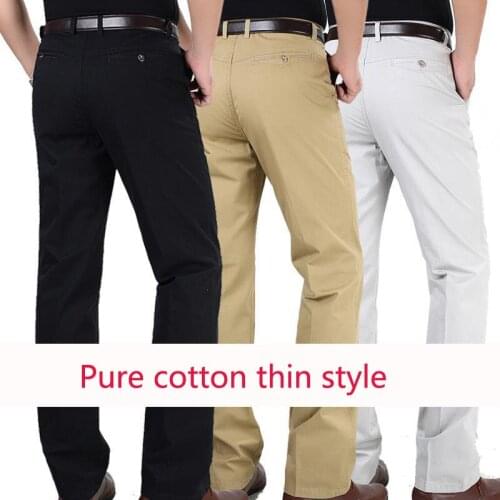 New arrival fashion Spring Summer Thin White Casual Trousers Men Loose High Waist Pure Cotton Full Length plus size 29-38 40 42