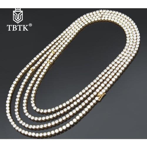 TBTK Width 4mm 5mm 6mm Charm Tennis Chain Gold Stainless Steel Metal Paved Cubic Zirconia Fashion Jewelry Punk Man Necklace