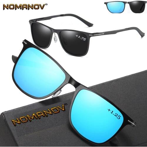 AL-MG Big Square Men Women Sun Glasses Polarized Mirror Blue/ Black Reading Sunglasses Glasses +0.75 +1 +1.25 +1.5 +1.75 +2 To+4