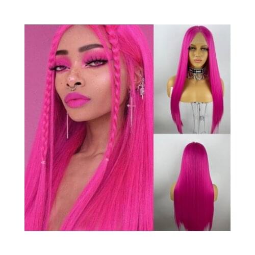 Purple Wig Long Body Wave Wig For Women Purple 13x6 T Lace Front Wig Synthetic Water Wave Wig Colored Wigs Long Curly Wavy