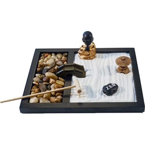 Zen Buddha Sand Table for Buddhism Temple Decoration Micro Landscape Feng Shui Sand Tray for Decor Crafts Figurines Gifts