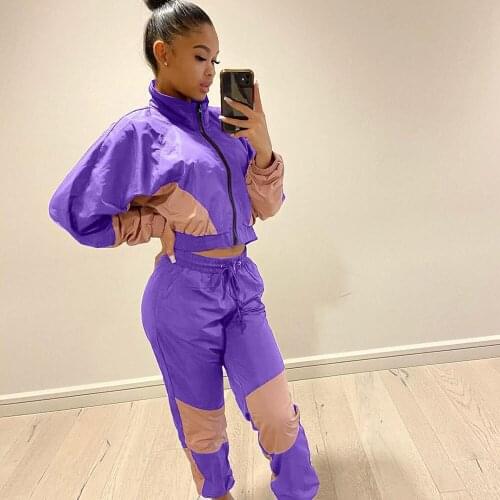 Casual Loose Tracksuit for Women Two Piece Set Zipper Top Coat and Sweatpants Set Fitness Sporty Matching Set Outfits Workout