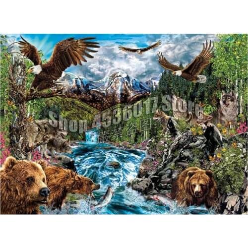 River Of Life,Diamond Embroidery DIY,Diamond Painting,Full,Cross Stitch,Diamond Mosaic Set,Birds Wild Life Wolves,Home Decor