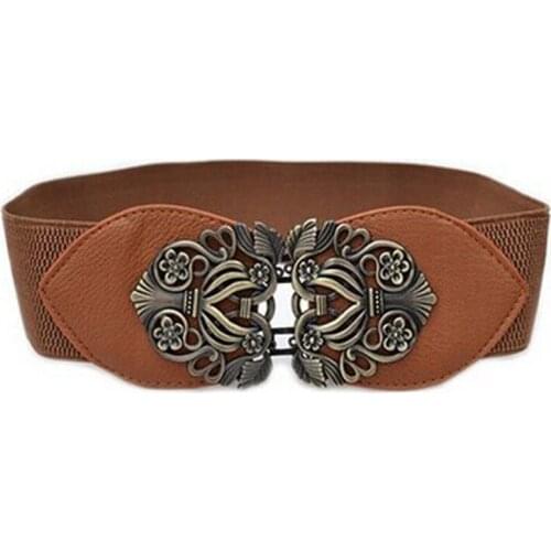 Elegant Women Fashion Vintage Wide Elastic Stretch Buckle Waist Belt Waistband woman belts for dress cinturon mujer #L