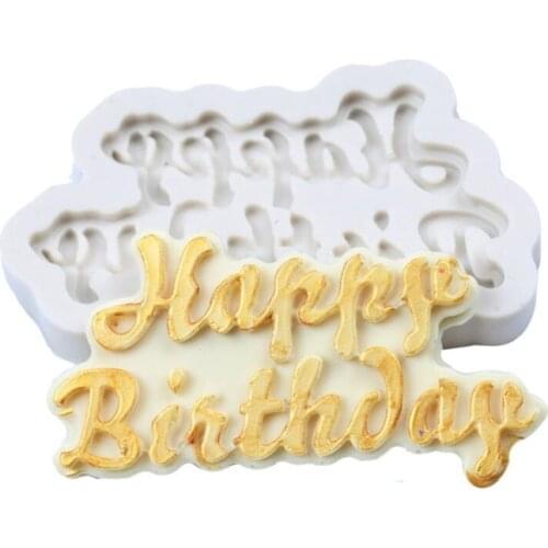 Silicone 3D Happy Birthday Letters Numers Mold For Ice Jelly Chocolate Mold Birthday Cake Decorating Tool Mould