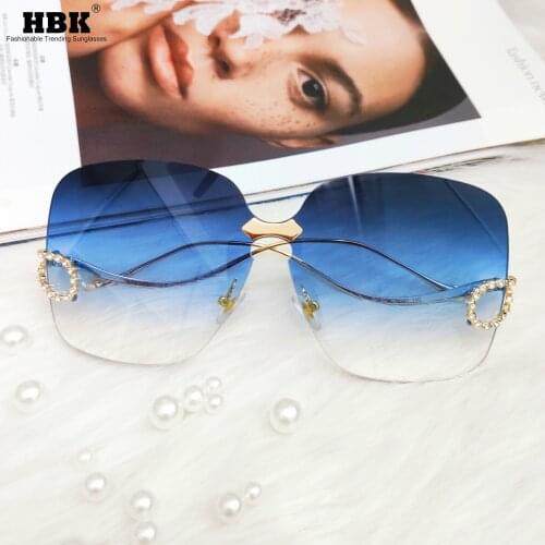 2020 New Sunglasses Women Luxury Rhinestone Square Rimless Sun Glasses Oversized Men Vintage Shades Female Male Gafas Eyeglasses