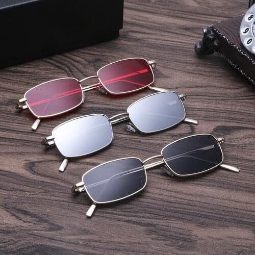 1PCs Unisex Small Retro Shades Rectangle Sunglasses Colorful UV400 Metal Frame Clear Lens Sun Glasses Eyewear Men Women Goggles