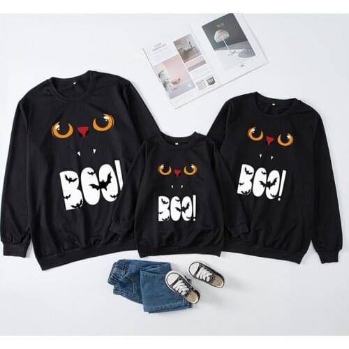 Family Matching Autumn Clothes Cartoon Pattern Letter Printing Sweatshirt for Mom Dad Kids Boys Girls Tops