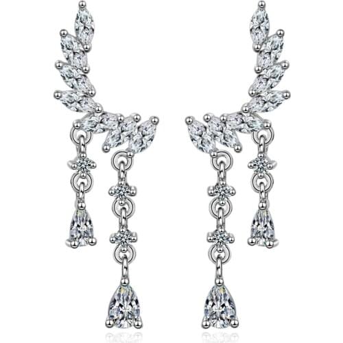 TE16 Angel Wings Cubic Zirconia 925 Sterling Silver Female Stud Earrings Jewelry For Women No Fade Girls Students Cheap