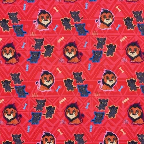 Red bad lion Polyester Cotton Fabric Patchwork for Tissue Kids Home Textile for Making pants Boys shirt mask fabric