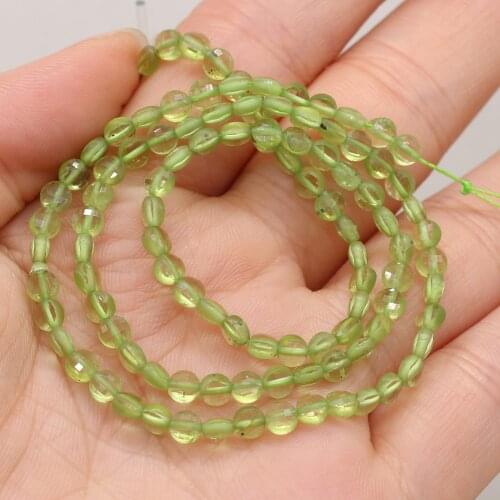 Fine AAA 100% Natural Stone Semi-precious Stone Oblate Faceted Beaded Peridot for DIY Necklace Bracelet Making Jewelry 36cm Gift