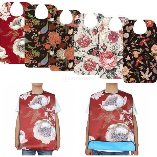 Mealtime Waterproof Printing Cotton Cloth Adjustable Bib Crumb for Women Elderly Patient Adult Bibs Eating Men Clother Protector
