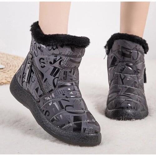 Women Boots 2021 Fashion Waterproof Winter Shoes For Woman Snow Boots Zipper Winter Boots Low Heels Ankle Botas Mujer Plus Size