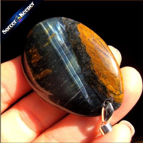 Women & Men Fashion Jewelry Pendant Necklaces With Chain Wholesale Natural Blue Tigers Eye Quartz Stone Colares Femininos RS089