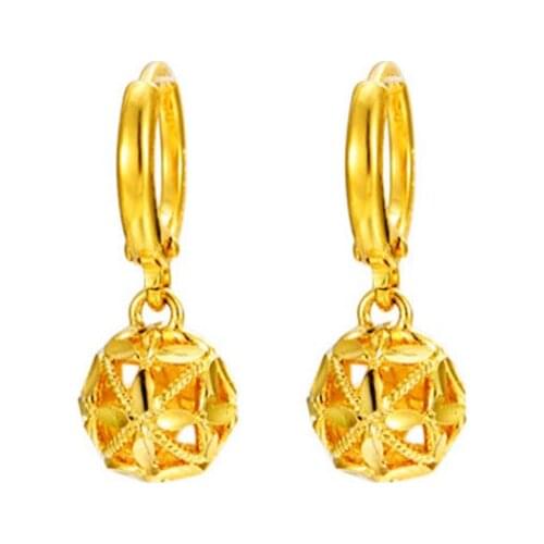 WomenS Copper Embroidered Ball Earrings In 24K Gold Plated In Chinese Style