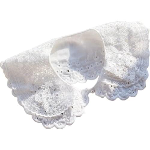 Womens Sweet 3 Layer Embroidery Floral Lace Fake Collar Shawl Wrap Hollow Out Crochet Lolita Necklace Decorative Short Poncho Ca
