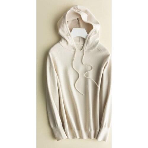 Womens Sweater Pullover Knitwear Knitted Hoodies Hooded Sweatshirts Woman Streetwear Fashion Jumpers Pull Femme White Tops