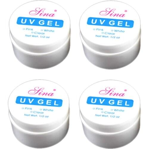 1/4 Pcs Nail Art Glue UV Builder Gel Cute Clean Pink White Builder Kit Glues Set NIN668